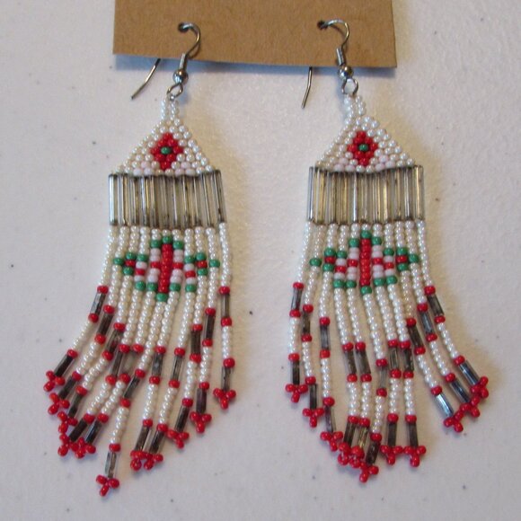 Beaded Earrings - Native Style - 4" Long - Picture 6 of 8